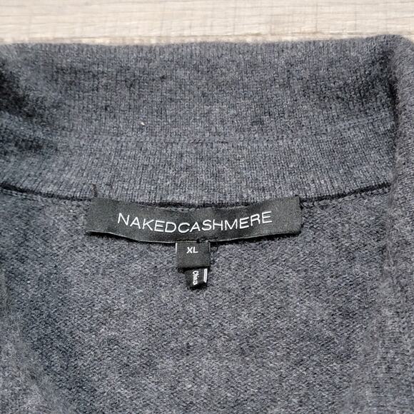 Naked Cashmere Size XL 100% Cashmere Collared Polo Sweater Minimalist Grey - Picture 3 of 7